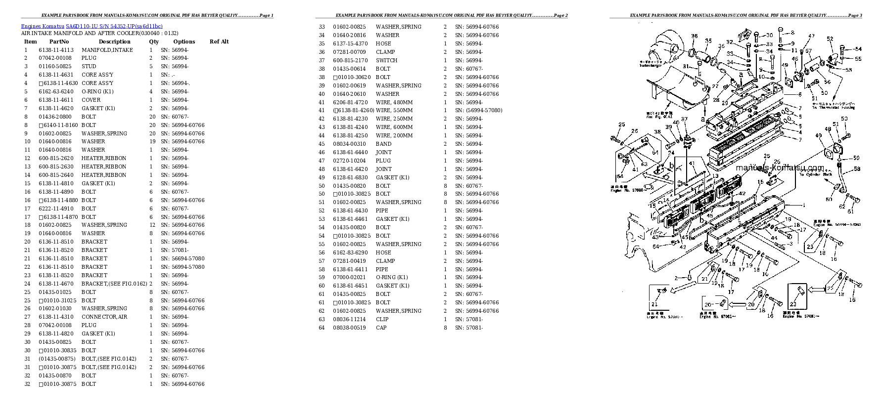Protected: SA6D110-1U S/N 54352-UP Partsbook