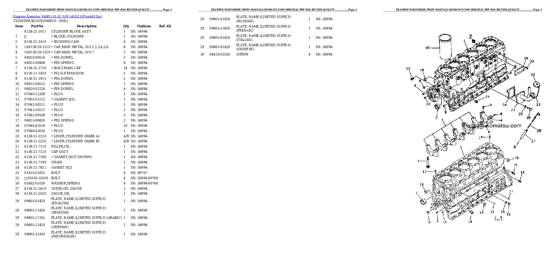 Protected: SA6D110-1U S/N 54352-UP Partsbook