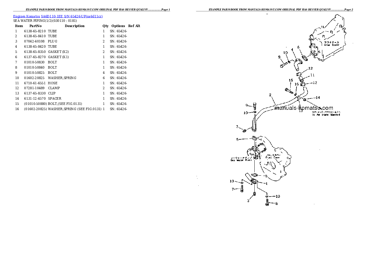 Protected: SA6D110-1EE S/N 65426-UP Partsbook