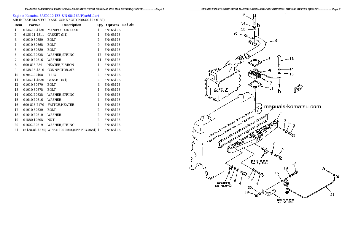 Protected: SA6D110-1EE S/N 65426-UP Partsbook