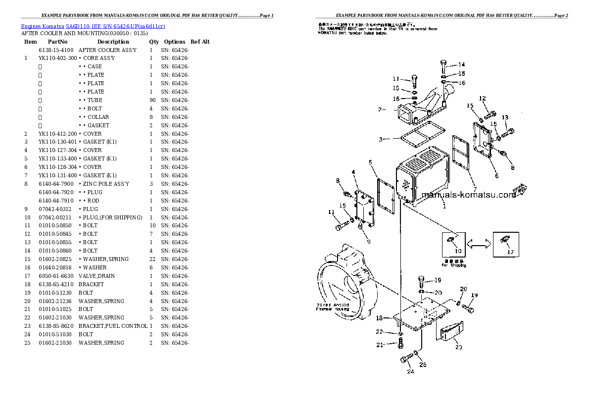Protected: SA6D110-1EE S/N 65426-UP Partsbook