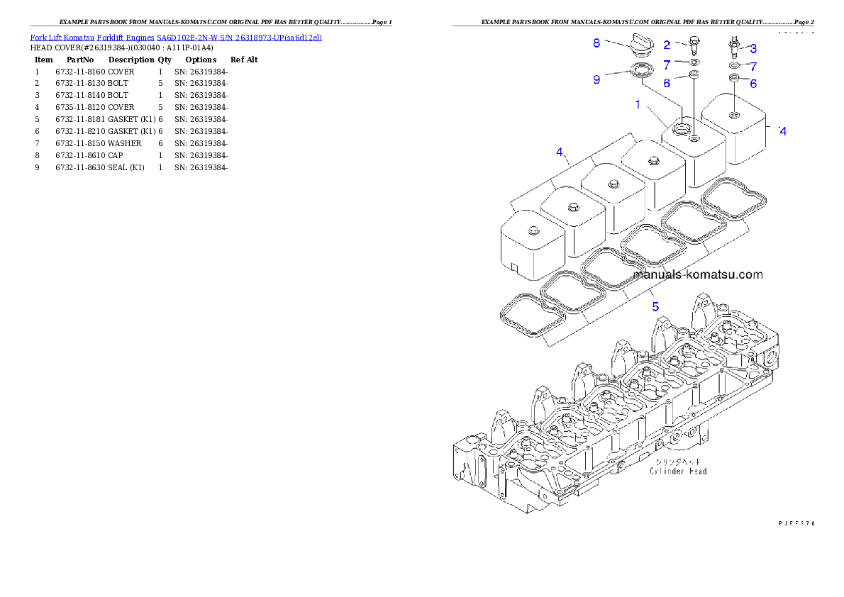 Protected: SA6D102E-2N-W S/N 26318973-UP Partsbook