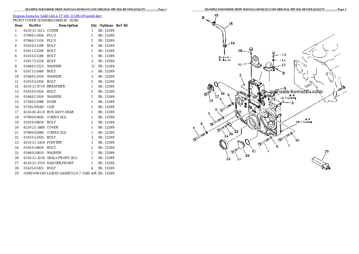 Protected: SA6D140-A-1T S/N 12599-UP Partsbook