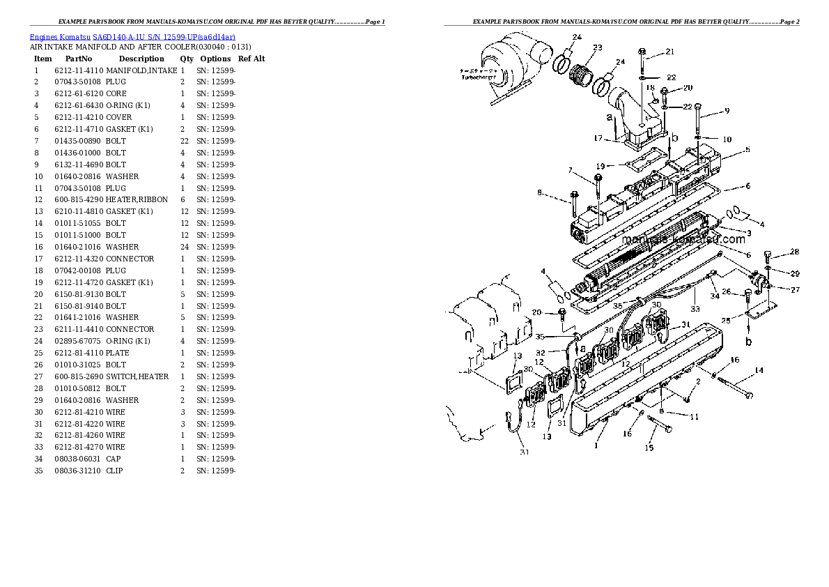 Protected: SA6D140-A-1U S/N 12599-UP Partsbook