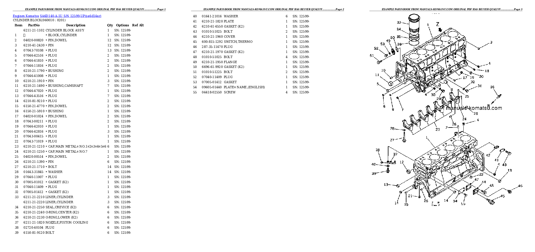 Protected: SA6D140-A-1U S/N 12599-UP Partsbook