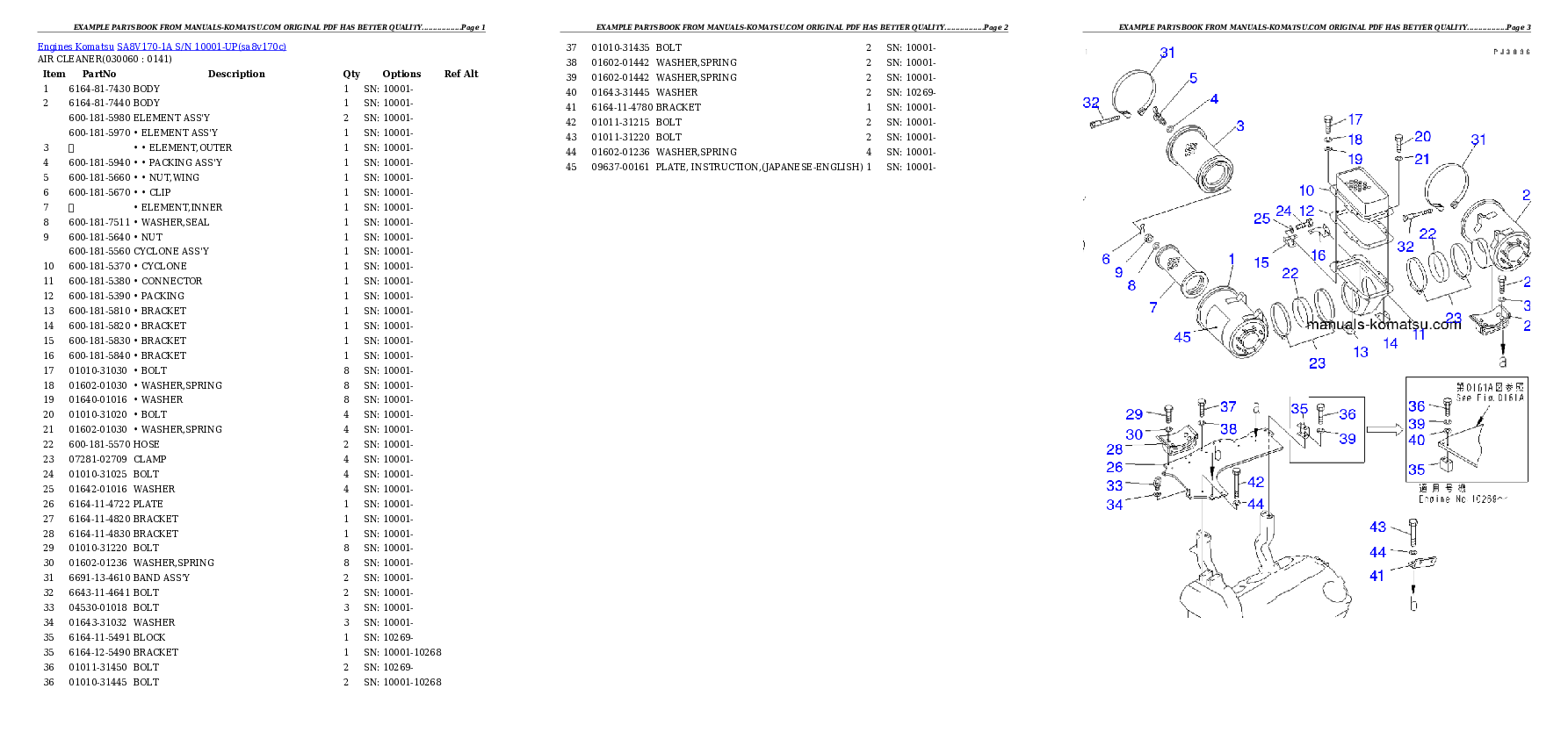 Protected: SA8V170-1A S/N 10001-UP Partsbook