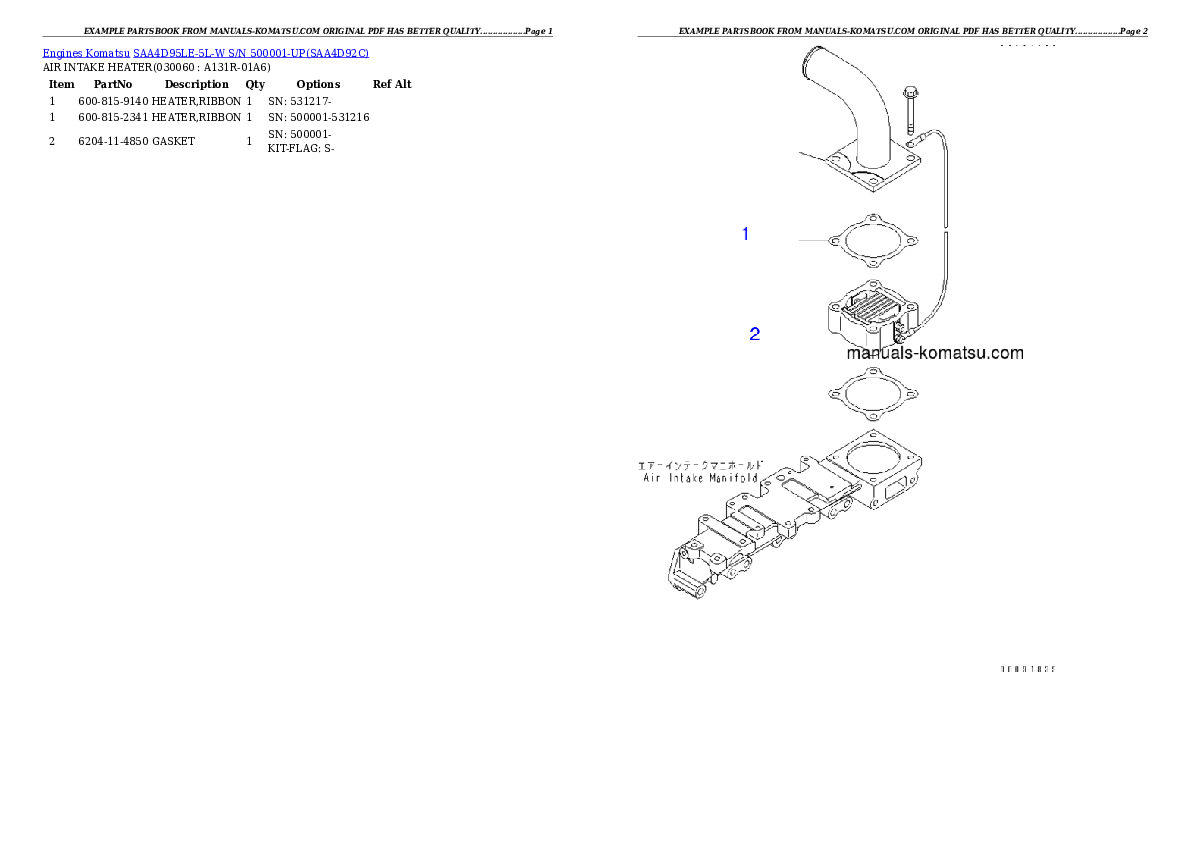 Protected: SAA4D95LE-5L-W S/N 500001-UP Partsbook
