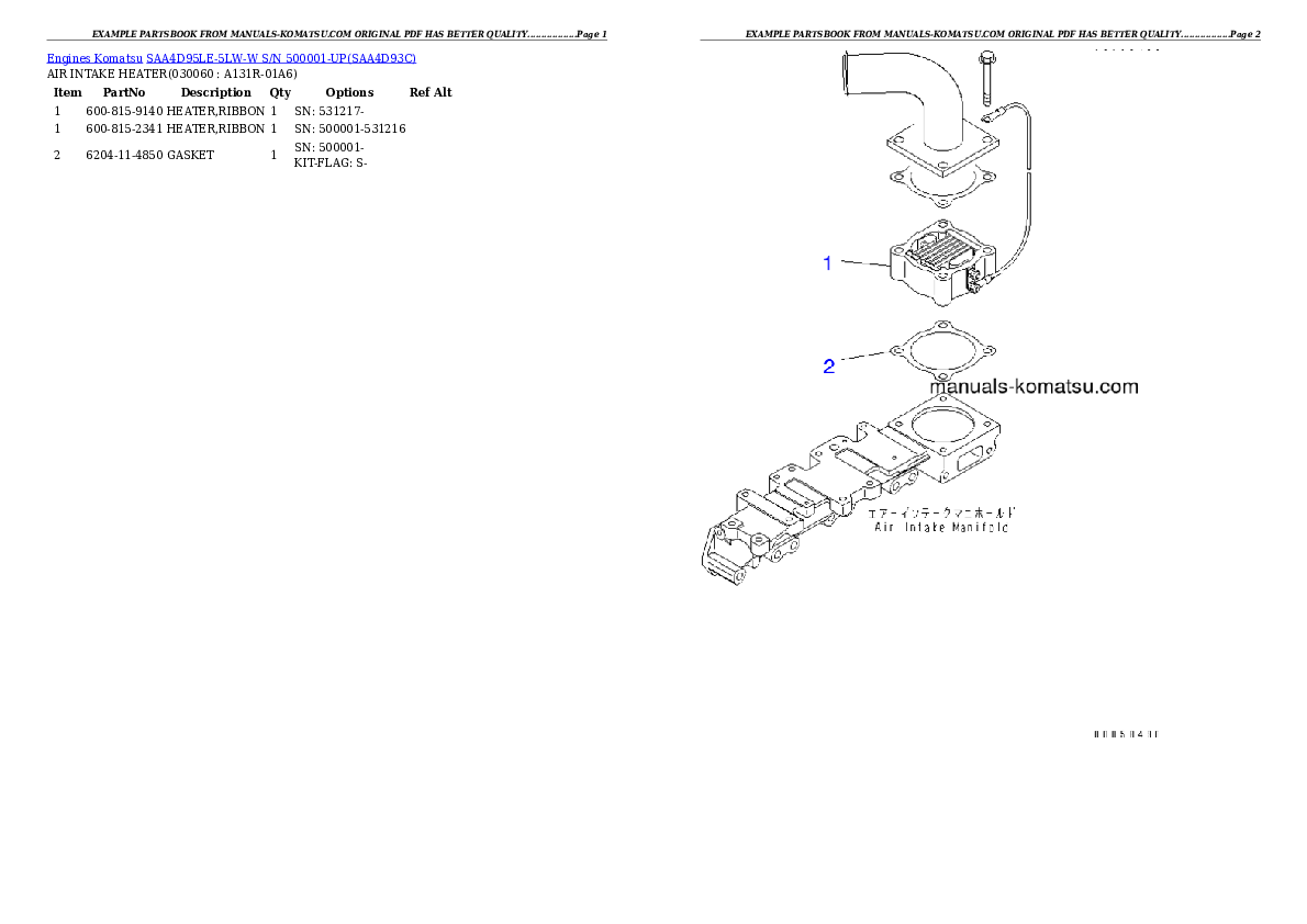 Protected: SAA4D95LE-5LW-W S/N 500001-UP Partsbook