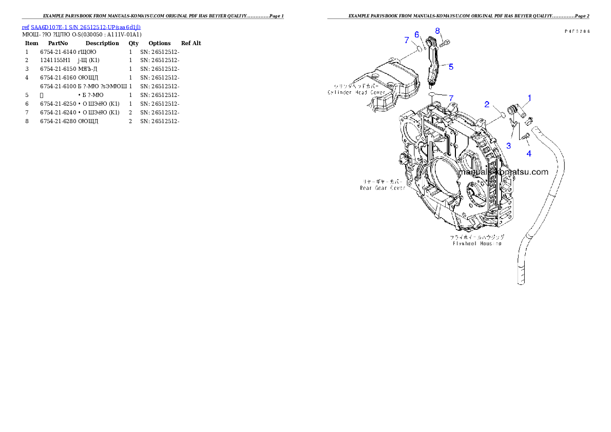Protected: SAA6D107E-1 S/N 26512512-UP Partsbook