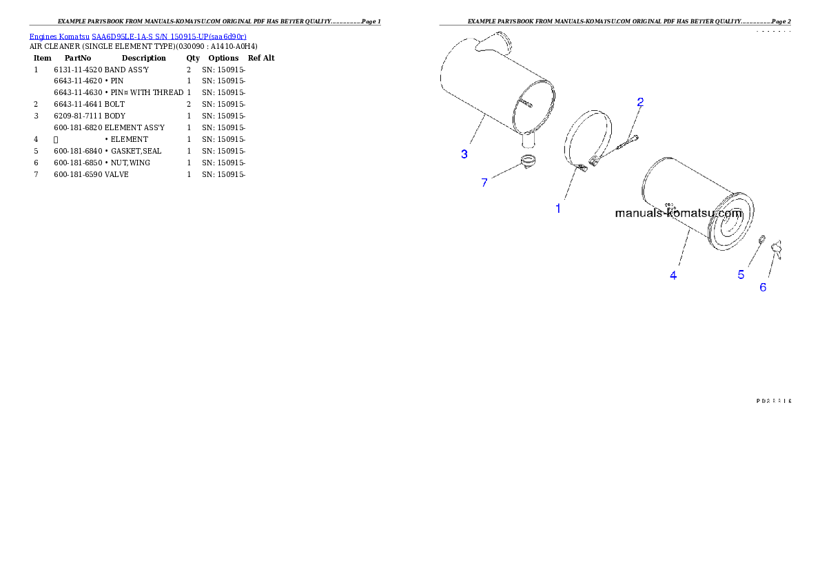 Protected: SAA6D95LE-1A-S S/N 150915-UP Partsbook
