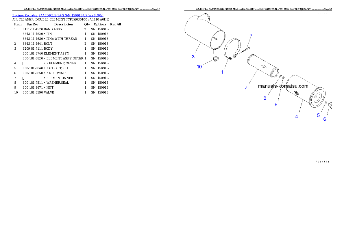 Protected: SAA6D95LE-1A-S S/N 150915-UP Partsbook