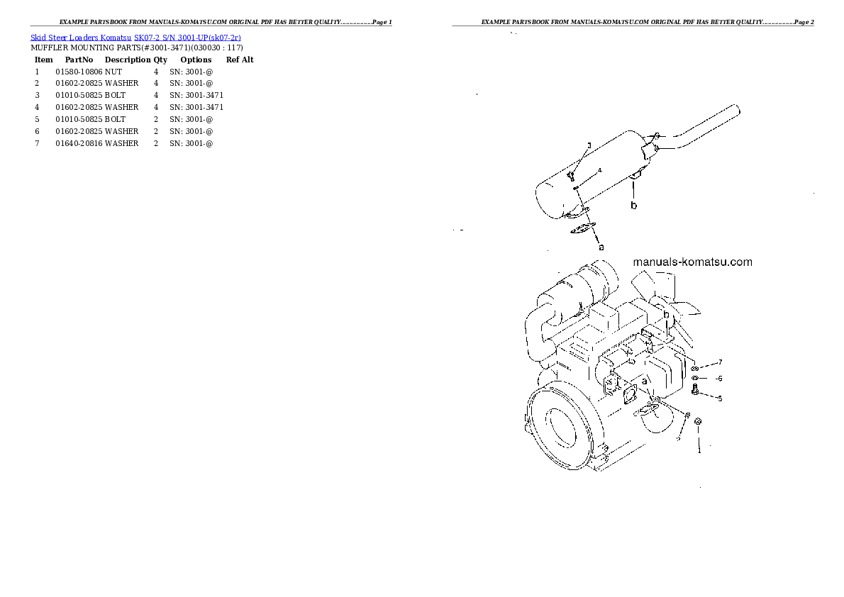SK07-2 S/N 3001-UP Partsbook