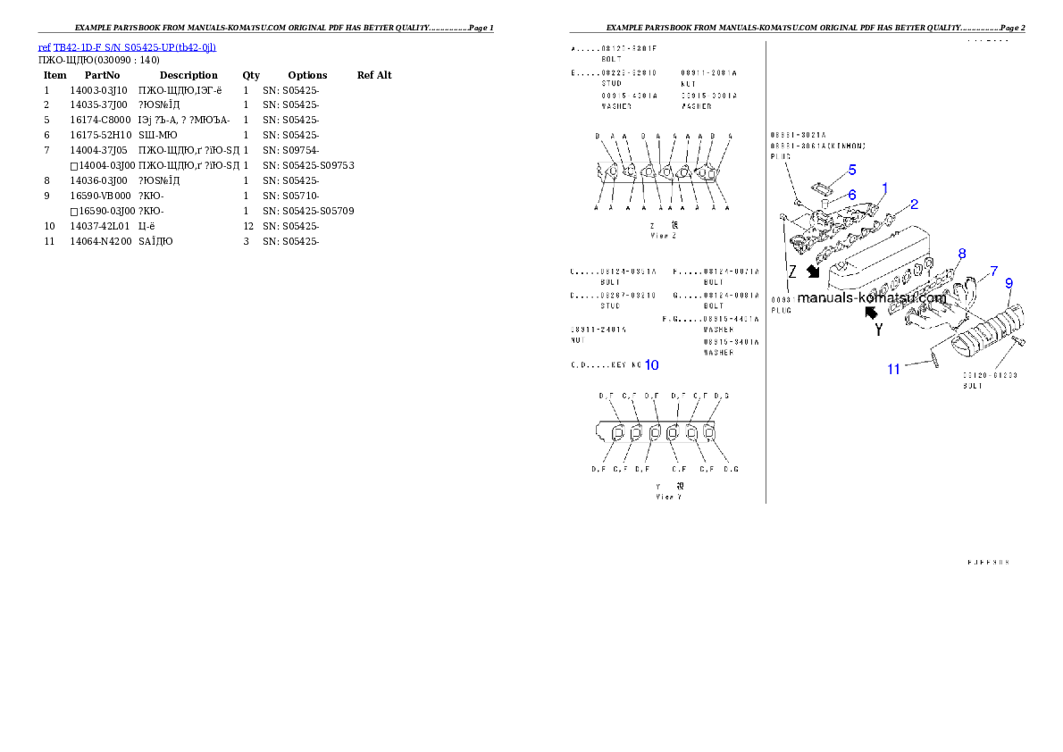 Protected: TB42-1D-F S/N S05425-UP Partsbook