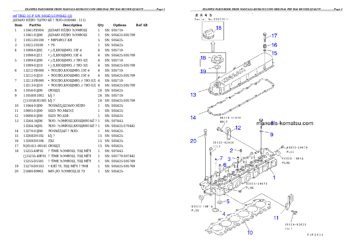 Protected: TB42-1C-F S/N S05425-UP Partsbook