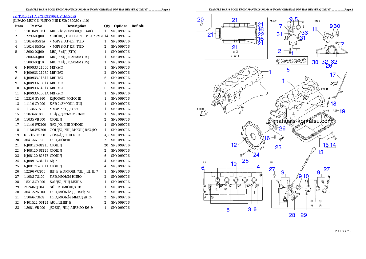TB45-191-A S/N 099706-UP Partsbook