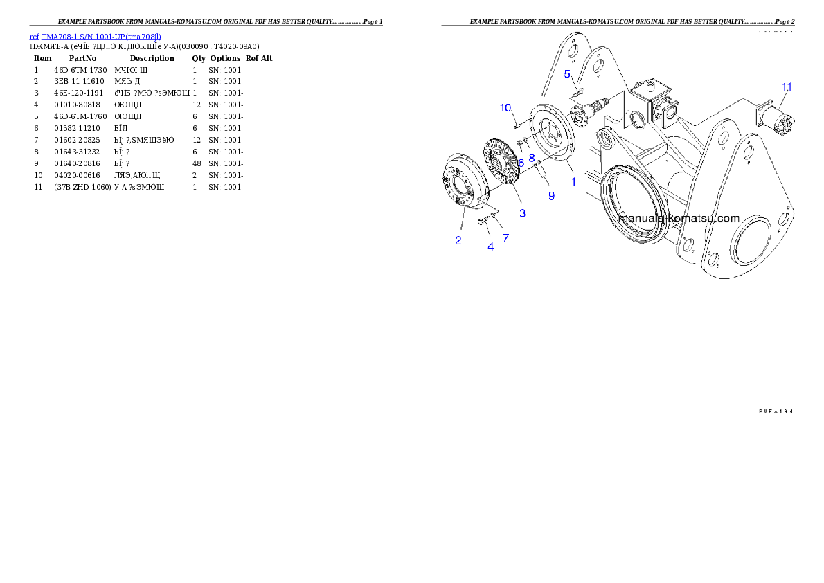 Protected: TMA708-1 S/N 1001-UP Partsbook