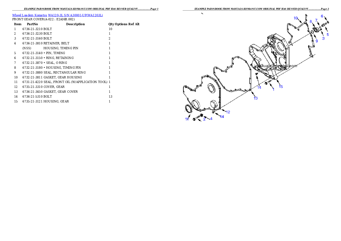 Protected: WA120-3L S/N A30001-UP Partsbook