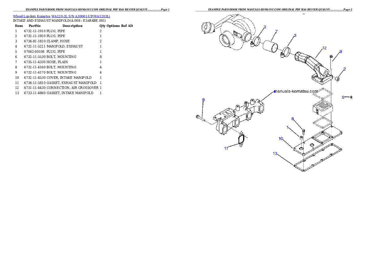 Protected: WA120-3L S/N A30001-UP Partsbook