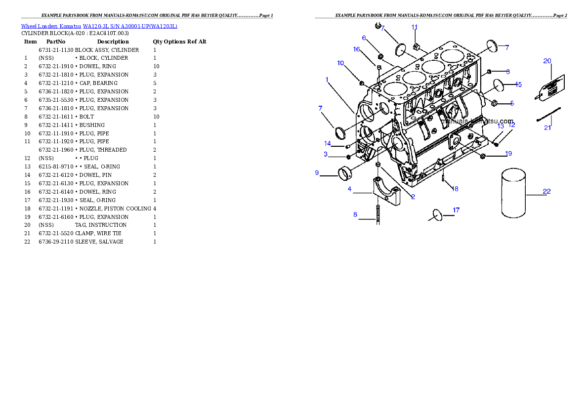 Protected: WA120-3L S/N A30001-UP Partsbook