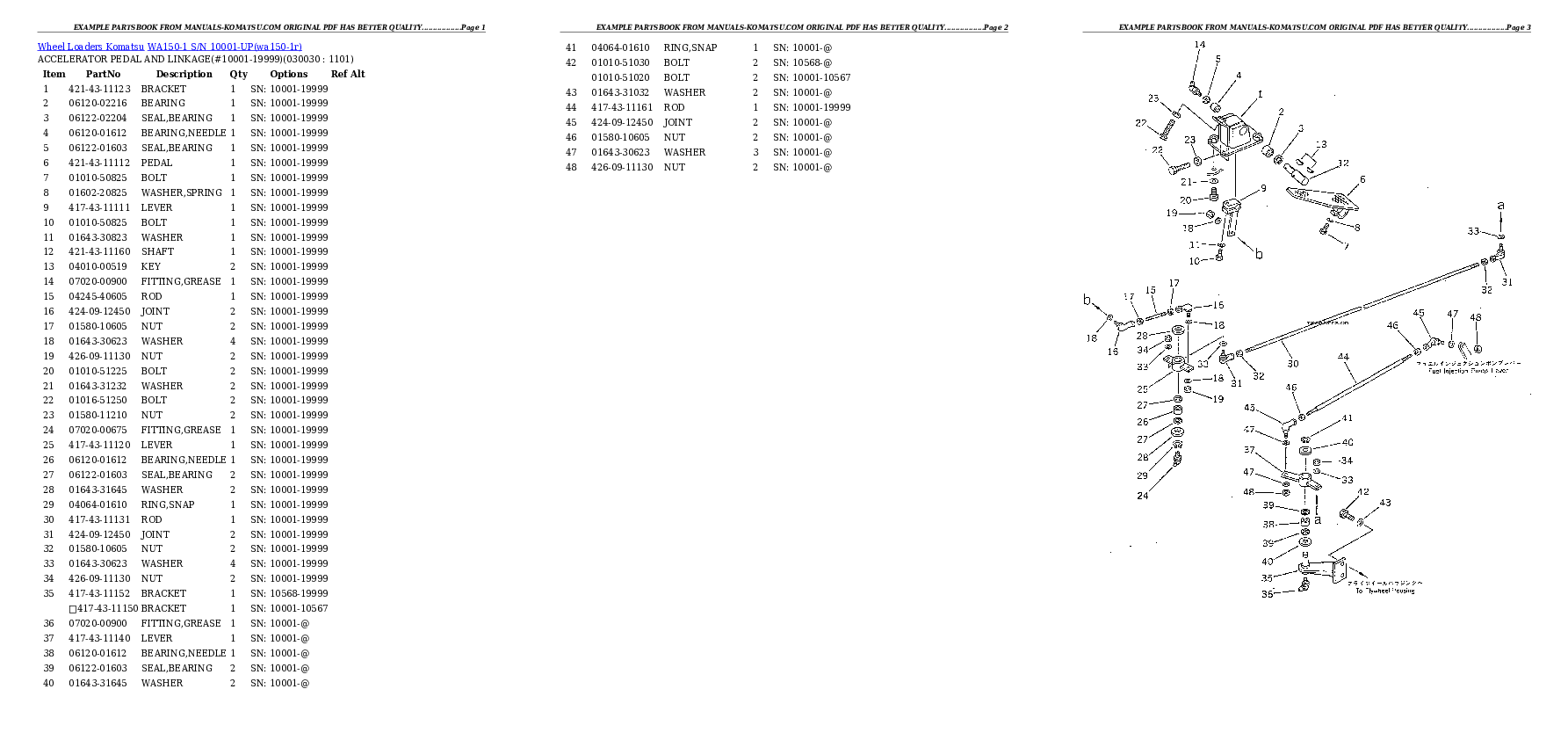 WA150-1 S/N 10001-UP Partsbook