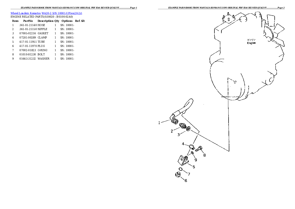 WA20-2 S/N 10001-UP Partsbook