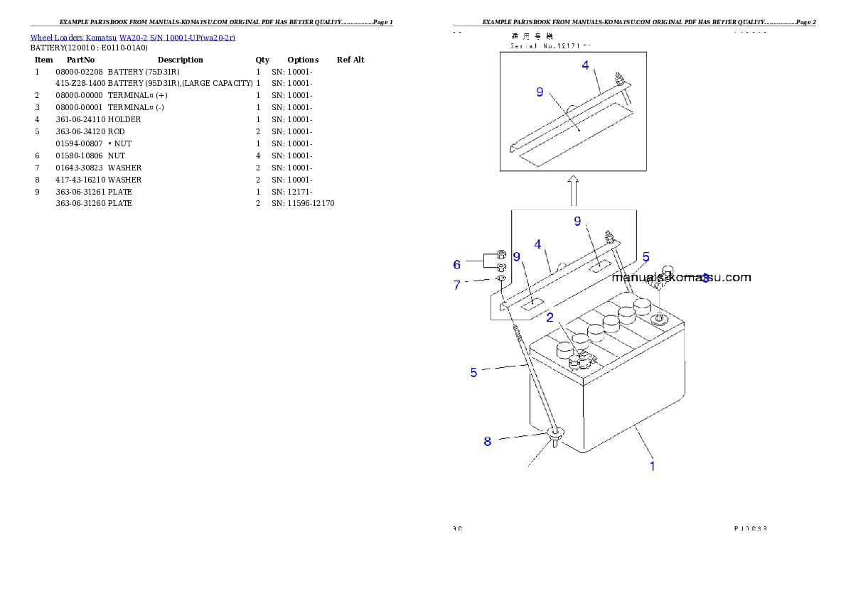 Protected: WA20-2 S/N 10001-UP Partsbook