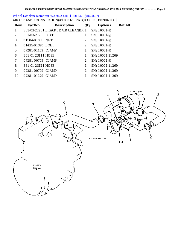 WA20-2 S/N 10001-UP Partsbook