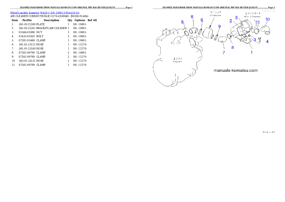 Protected: WA20-2 S/N 10001-UP Partsbook