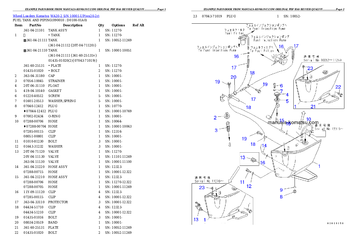 Protected: WA20-2 S/N 10001-UP Partsbook