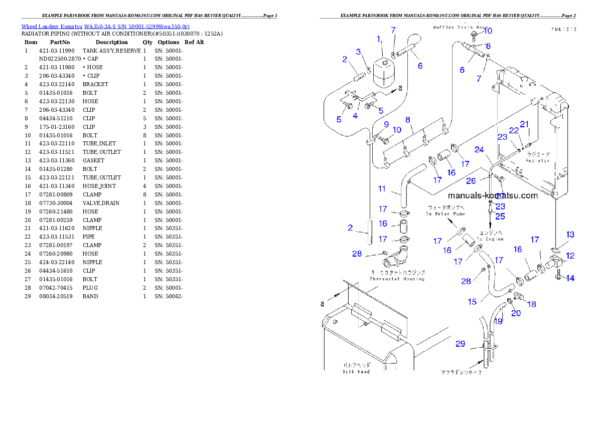 Protected: WA350-3A-S S/N 50001-52999 Partsbook