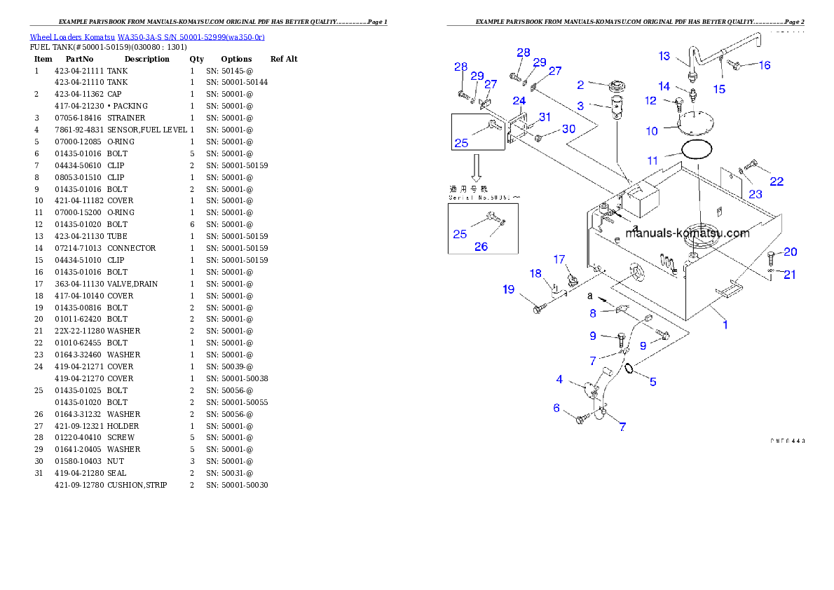 Protected: WA350-3A-S S/N 50001-52999 Partsbook