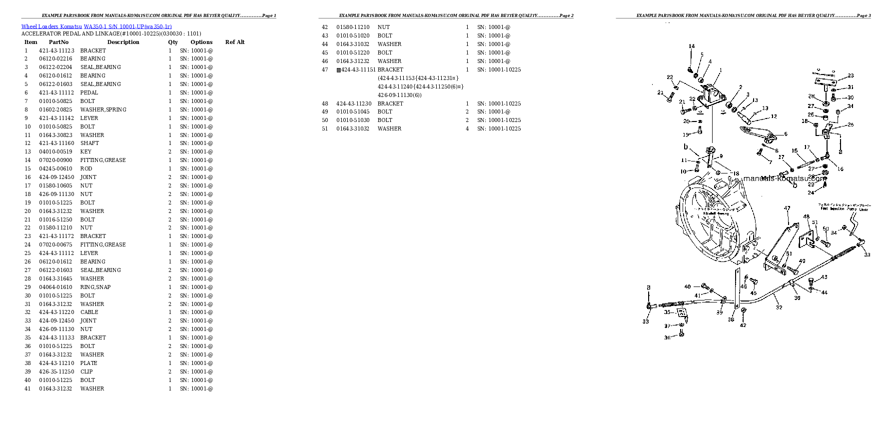 WA350-1 S/N 10001-UP Partsbook