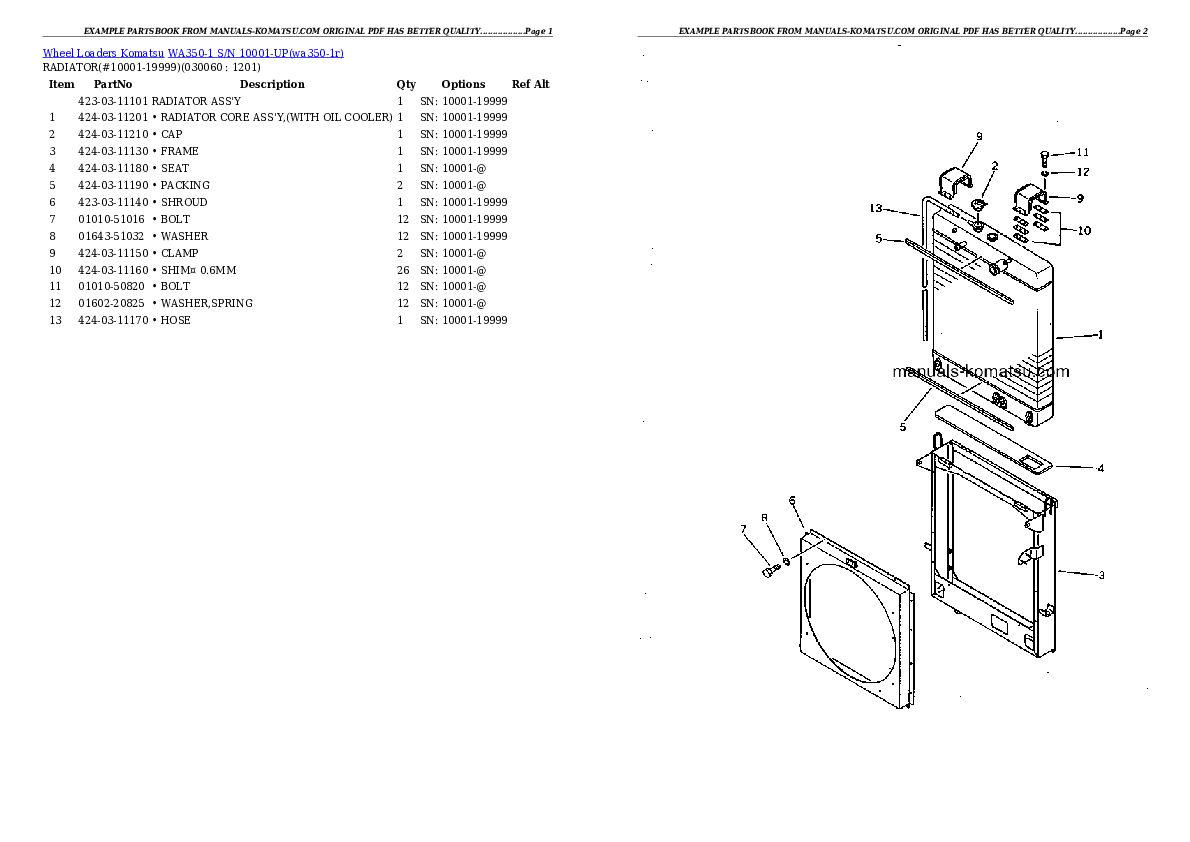 Protected: WA350-1 S/N 10001-UP Partsbook