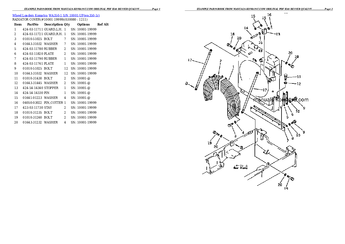 Protected: WA350-1 S/N 10001-UP Partsbook