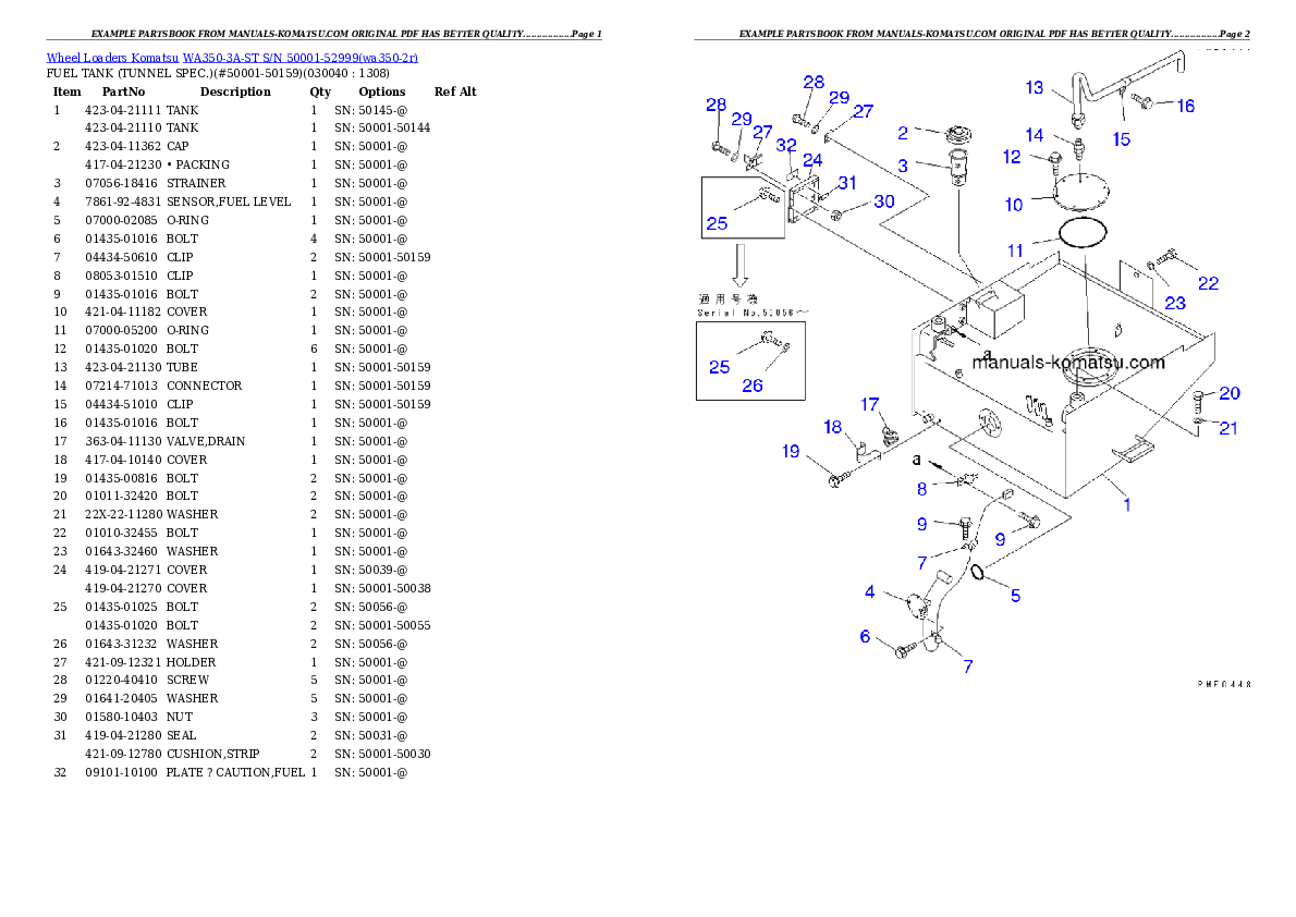 Protected: WA350-3A-ST S/N 50001-52999 Partsbook
