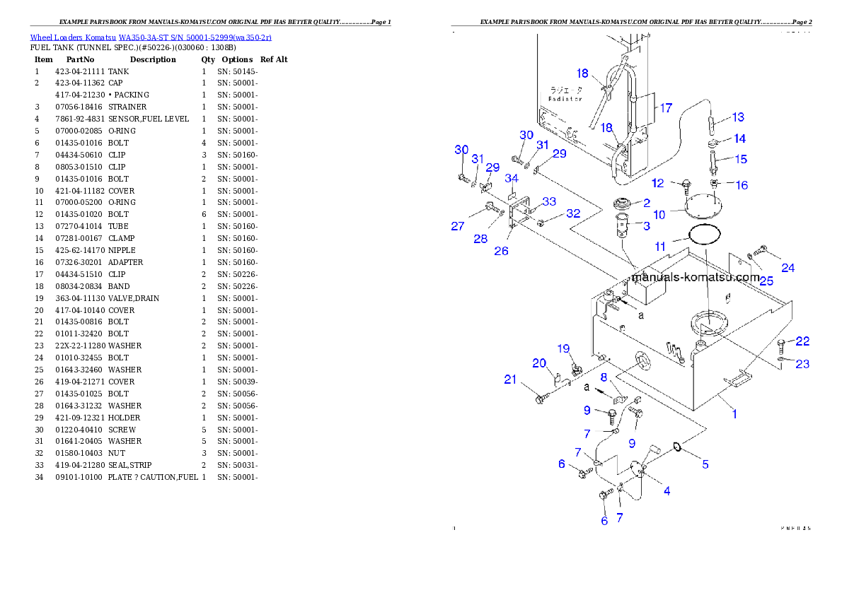 Protected: WA350-3A-ST S/N 50001-52999 Partsbook