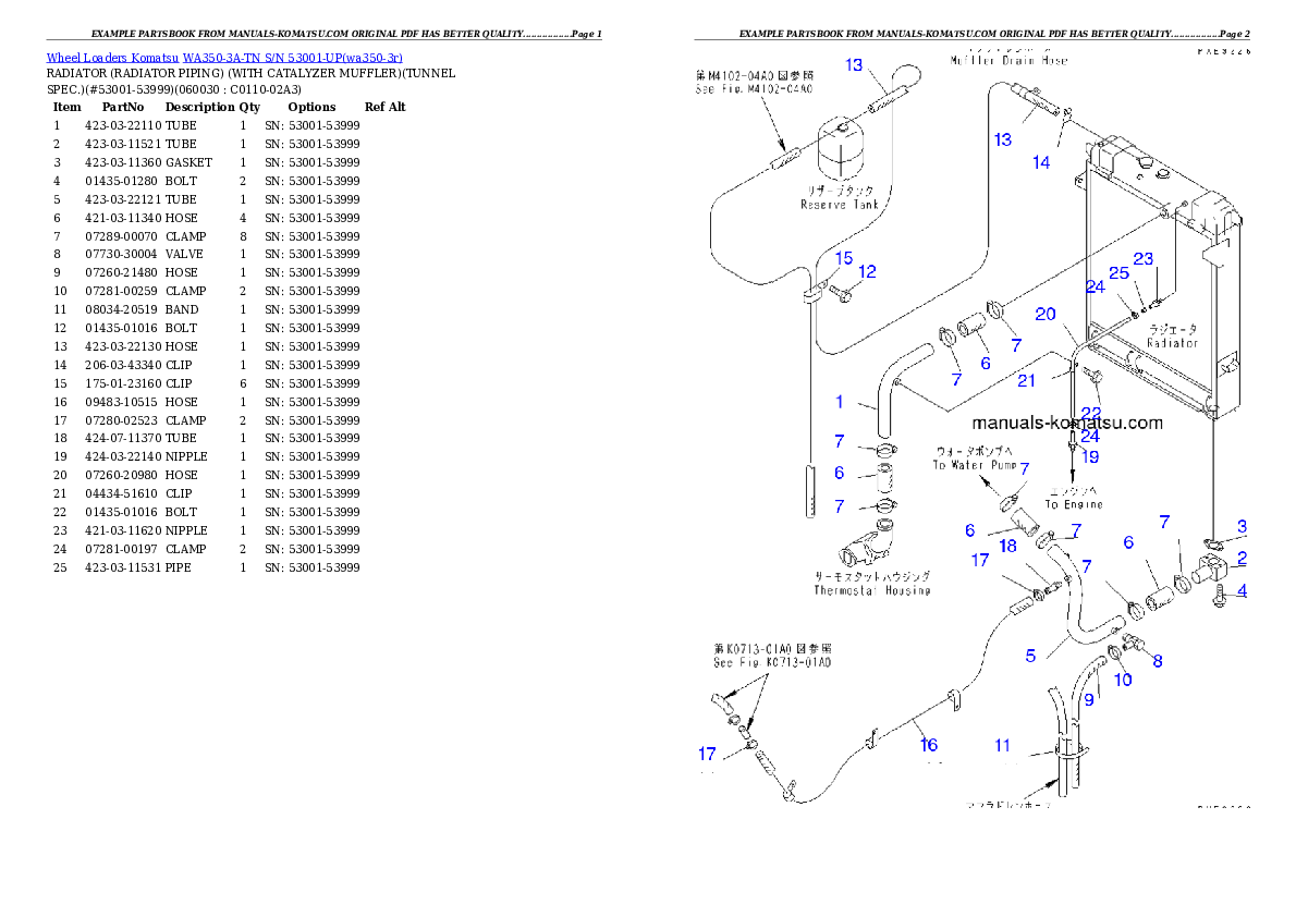 Protected: WA350-3A-TN S/N 53001-UP Partsbook