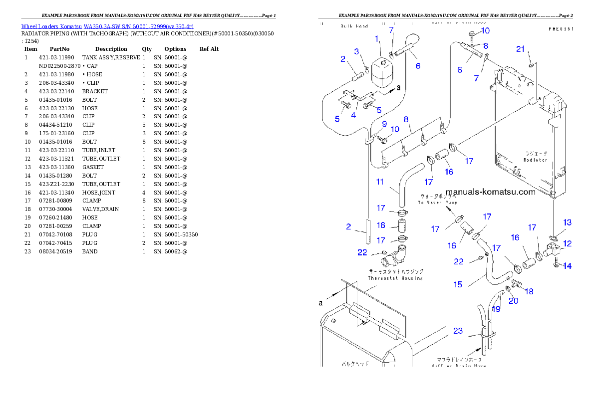 Protected: WA350-3A-SW S/N 50001-52999 Partsbook