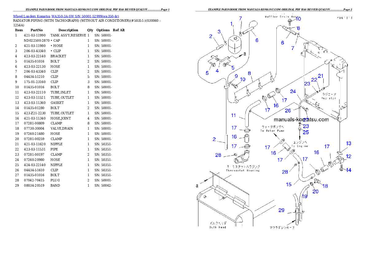 Protected: WA350-3A-SW S/N 50001-52999 Partsbook