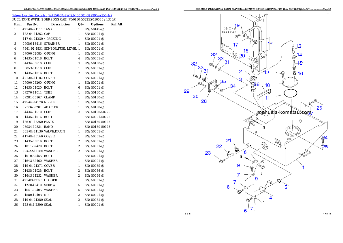 Protected: WA350-3A-SW S/N 50001-52999 Partsbook