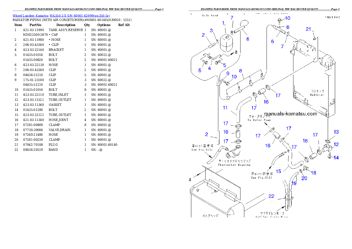 Protected: WA350-3-X S/N 60001-62999 Partsbook