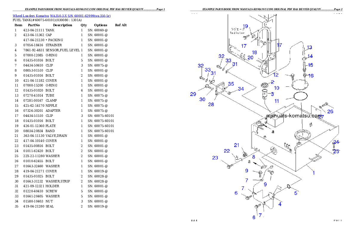 Protected: WA350-3-X S/N 60001-62999 Partsbook