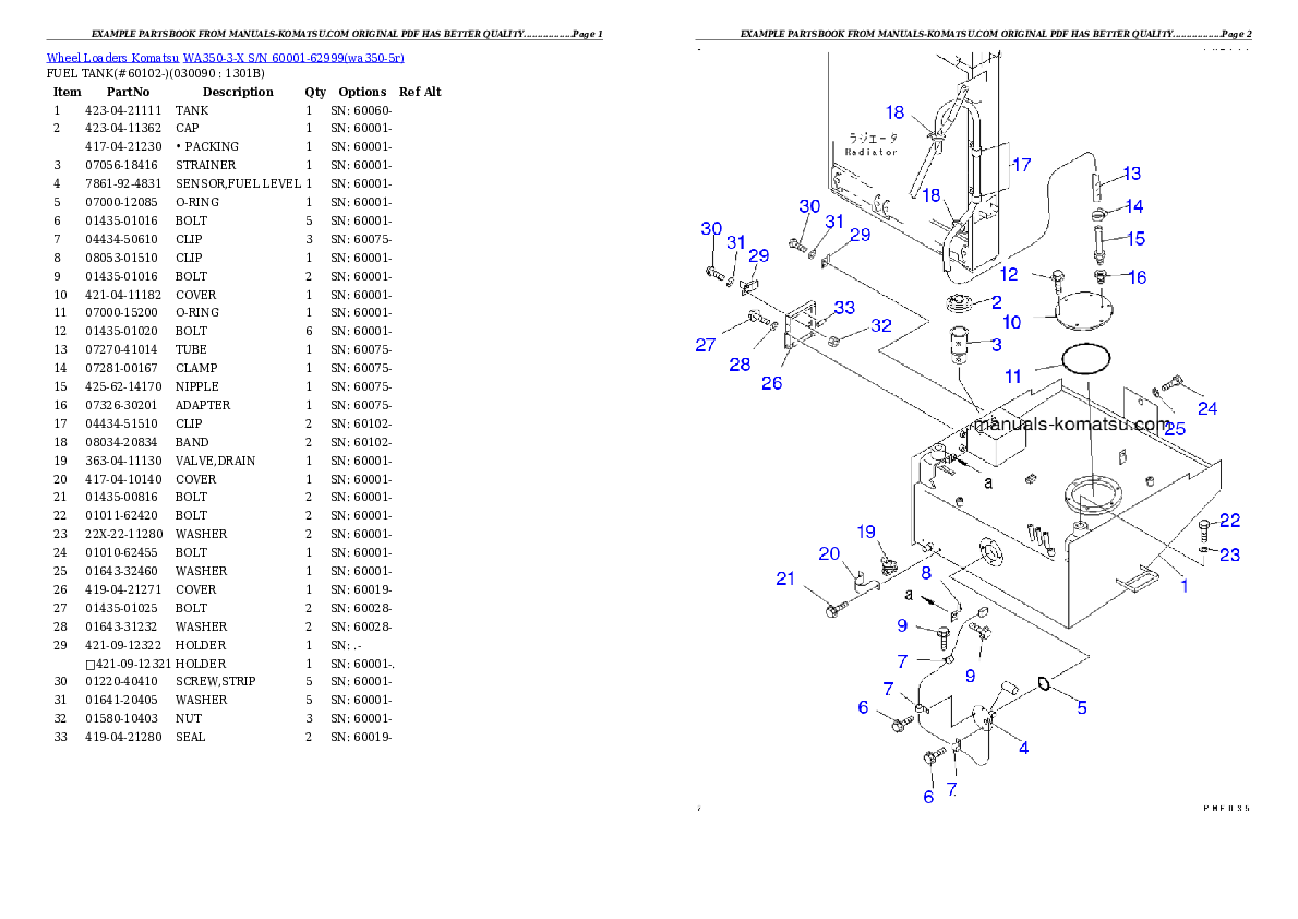 Protected: WA350-3-X S/N 60001-62999 Partsbook