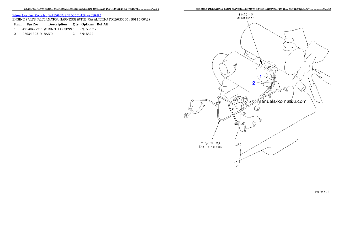 Protected: WA350-3A S/N 53001-UP Partsbook