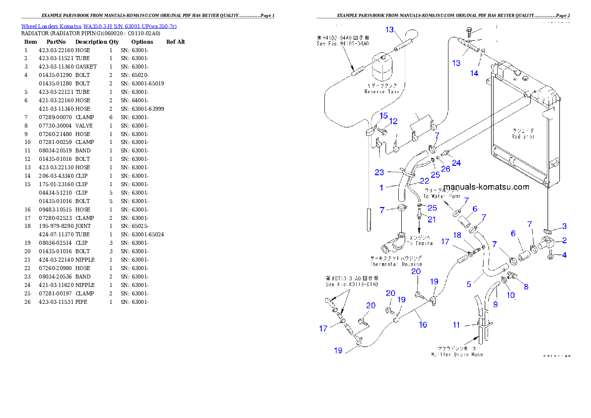 Protected: WA350-3-H S/N 63001-UP Partsbook
