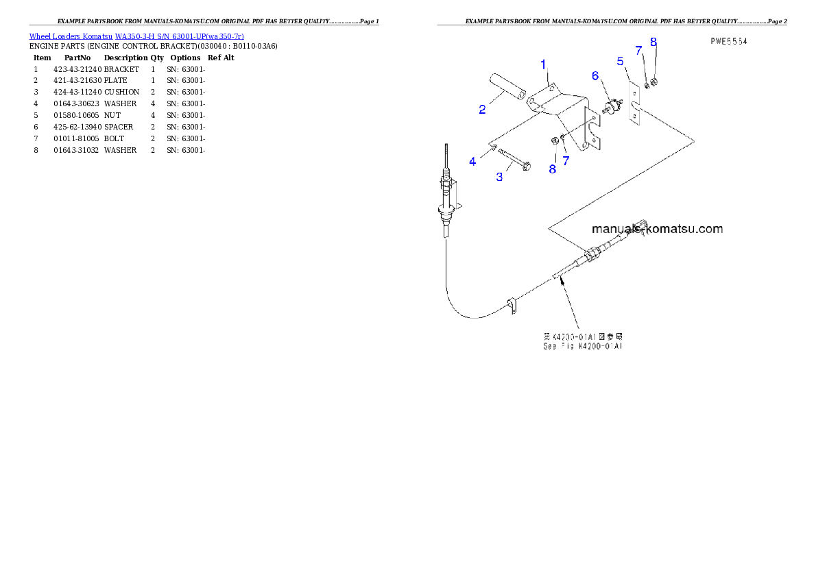 Protected: WA350-3-H S/N 63001-UP Partsbook