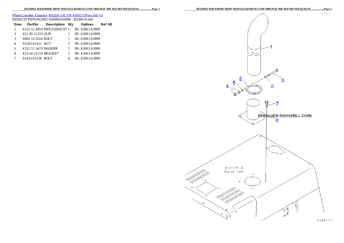 Protected: WA350-3-H S/N 63001-UP Partsbook