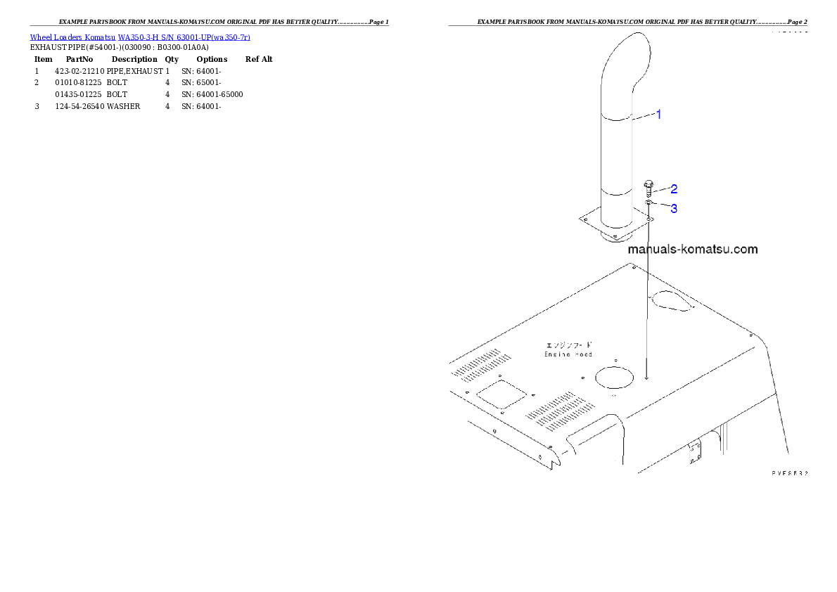 Protected: WA350-3-H S/N 63001-UP Partsbook