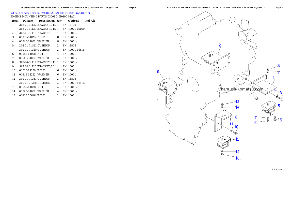WA40-3-X S/N 10001-18999 Partsbook