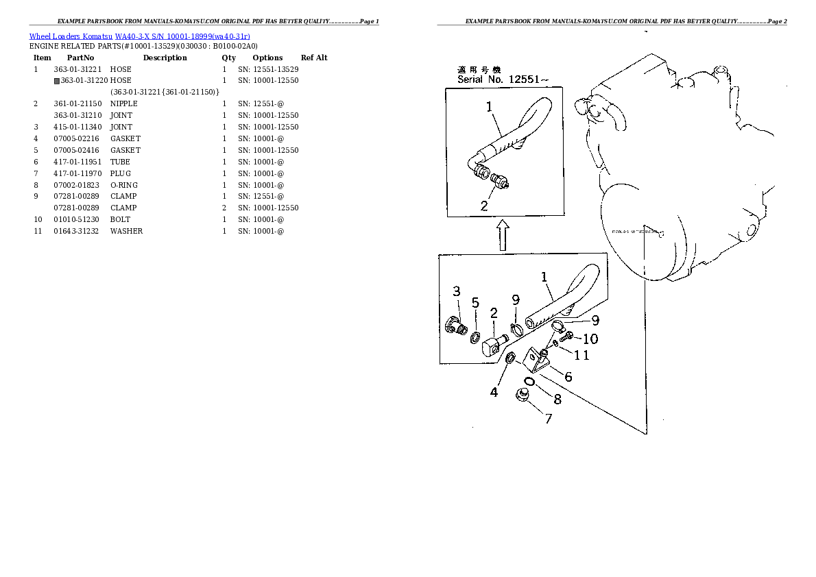 WA40-3-X S/N 10001-18999 Partsbook